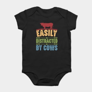Funny Cow lover, Easily Distracted by Cows Baby Bodysuit